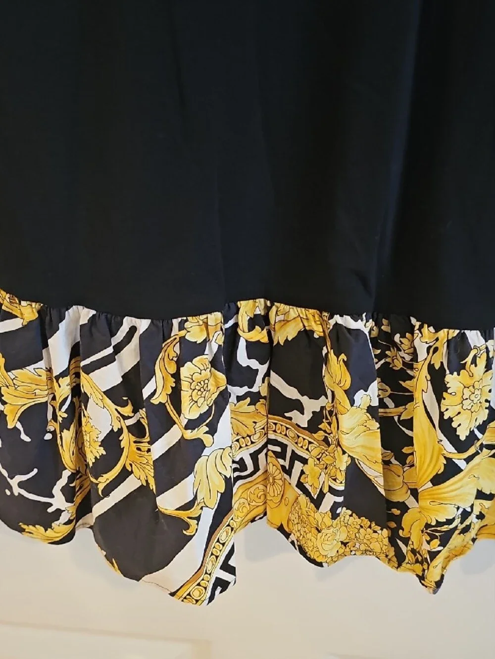Versace Black and Yellow Baroque Floral Dress Girls 12